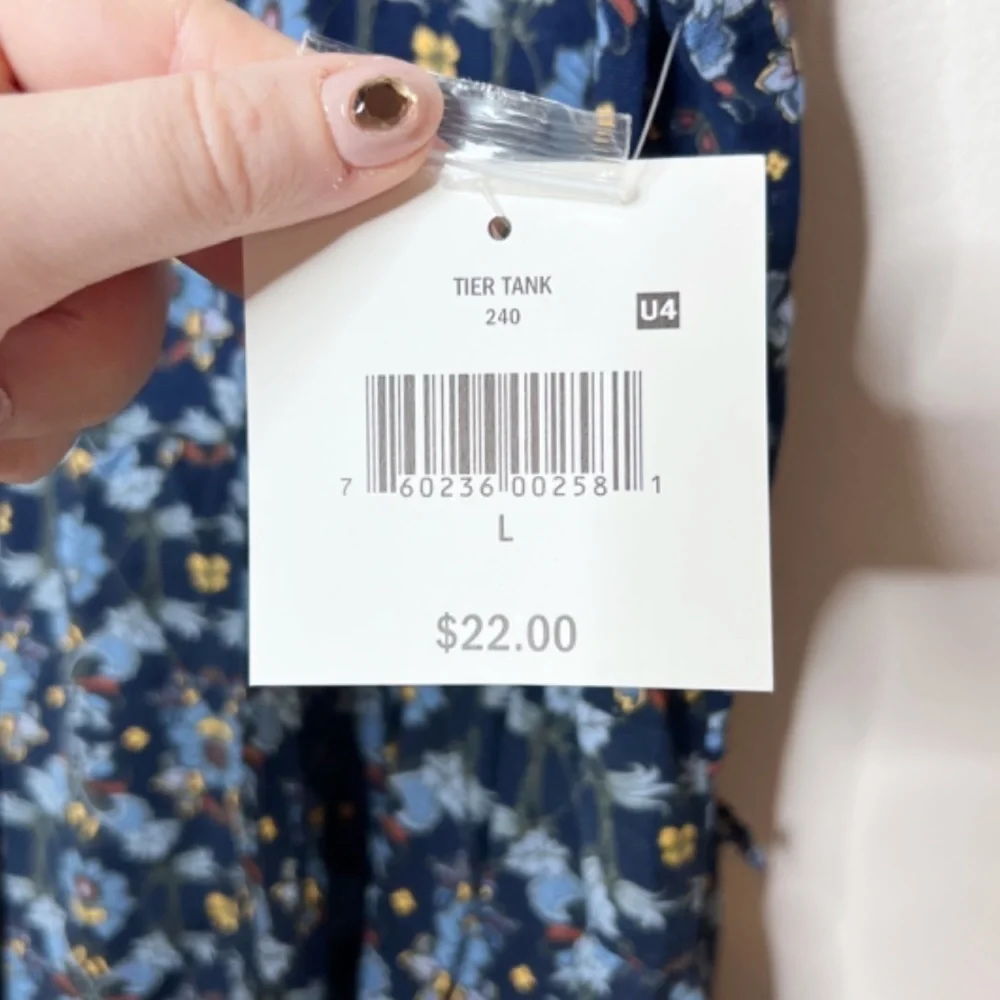 NWT Falls Creek Womens Sleeveless Floral Print Tiered Tank‎ Top Blue Yellow - Picture 13 of 16